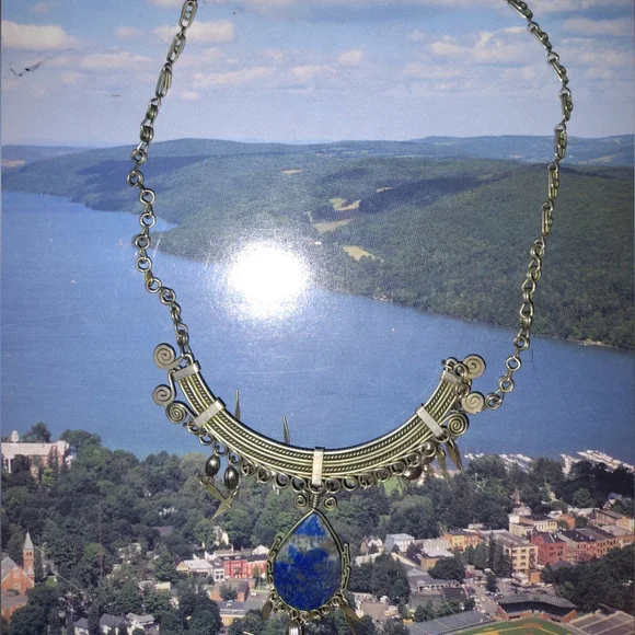 Antique Lapis Stone Silver Necklace Tribal - Picture 3 of 5